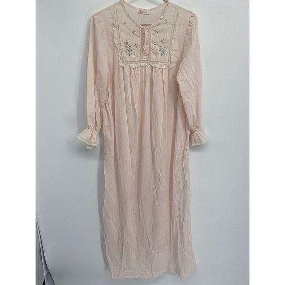 Barbizon Vintage Lace and Embroidered Pajama Gown - Picture 1 of 8